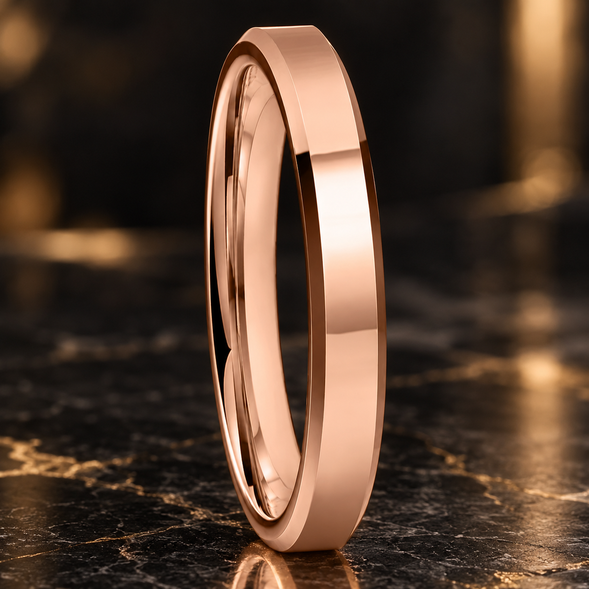 4mm Beveled Polished Tungsten Carbide Ring