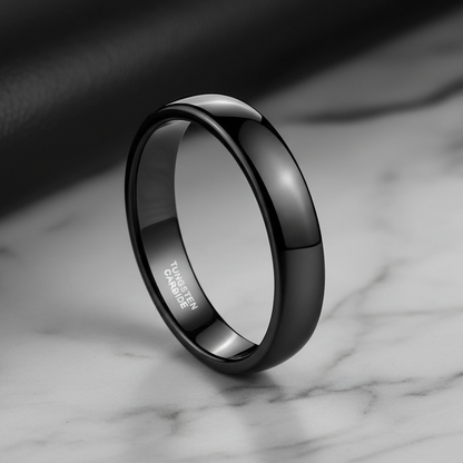 4mm Black Tungsten Carbide Ring Polished