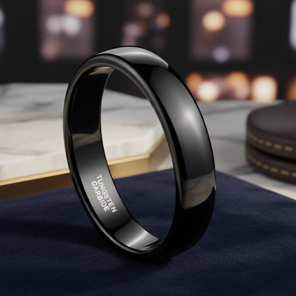 4mm Black Tungsten Carbide Ring Polished