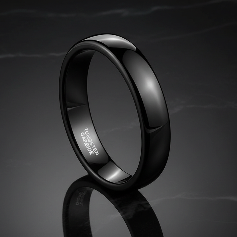 4mm Black Tungsten Carbide Ring Polished