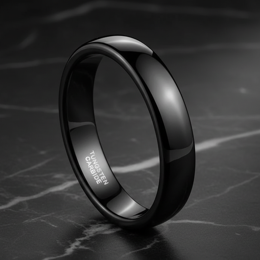 4mm Black Tungsten Carbide Ring Polished
