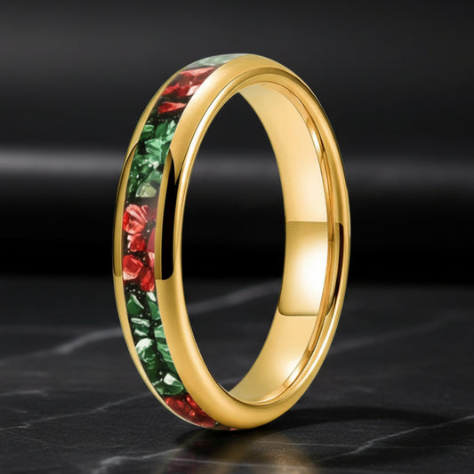 4mm Green and Red Tungsten Ring