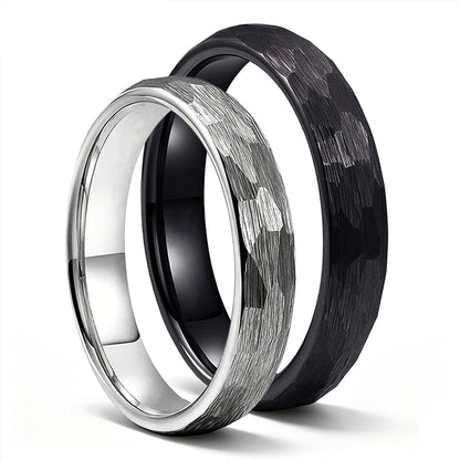 4mm Hammered Tungsten Ring for Women