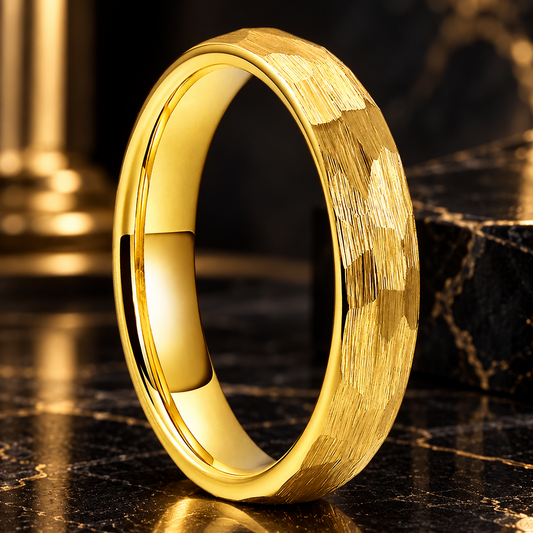4mm Hammered Tungsten Ring for Women