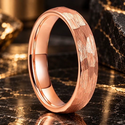 4mm Hammered Tungsten Ring for Women