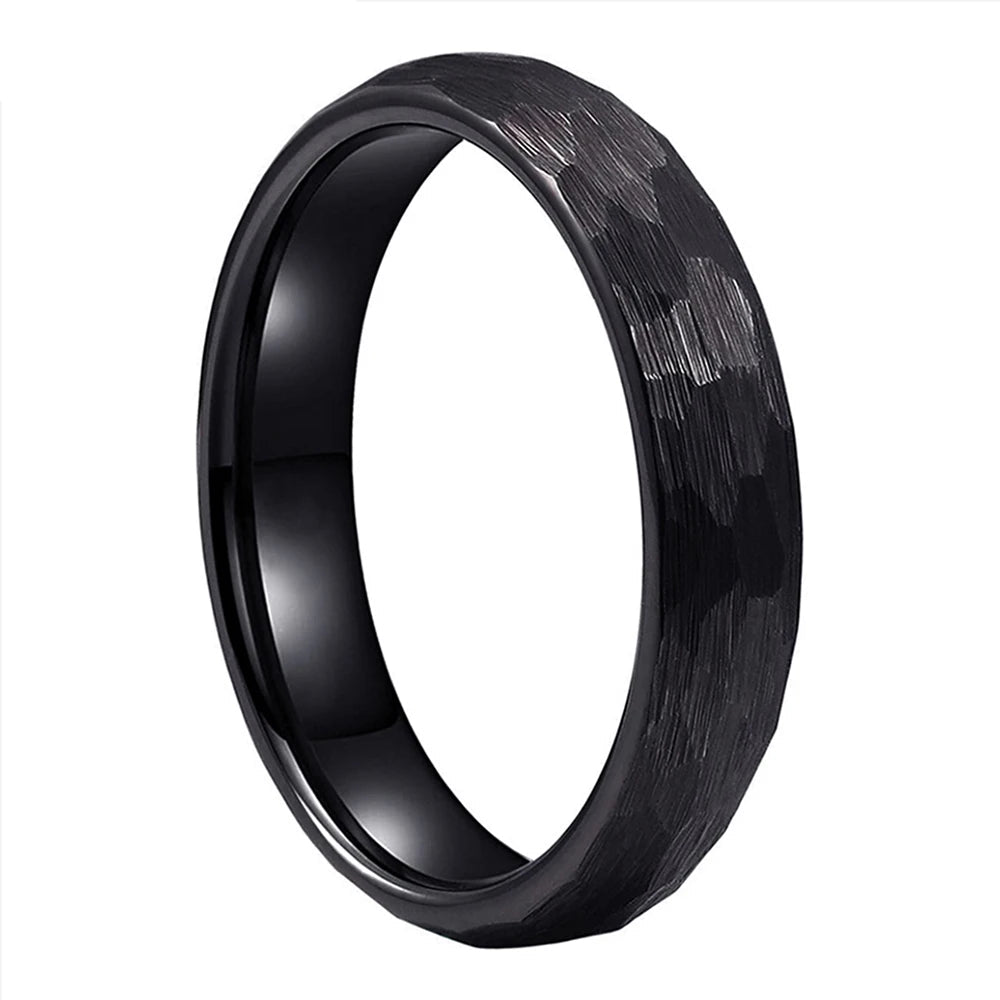 4mm Hammered Tungsten Ring for Women