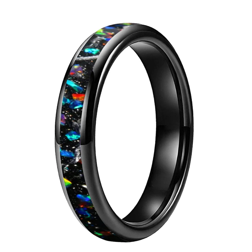 4mm Meteorite Opal Tungsten Ring