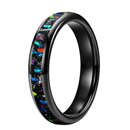 4mm Meteorite Opal Tungsten Ring