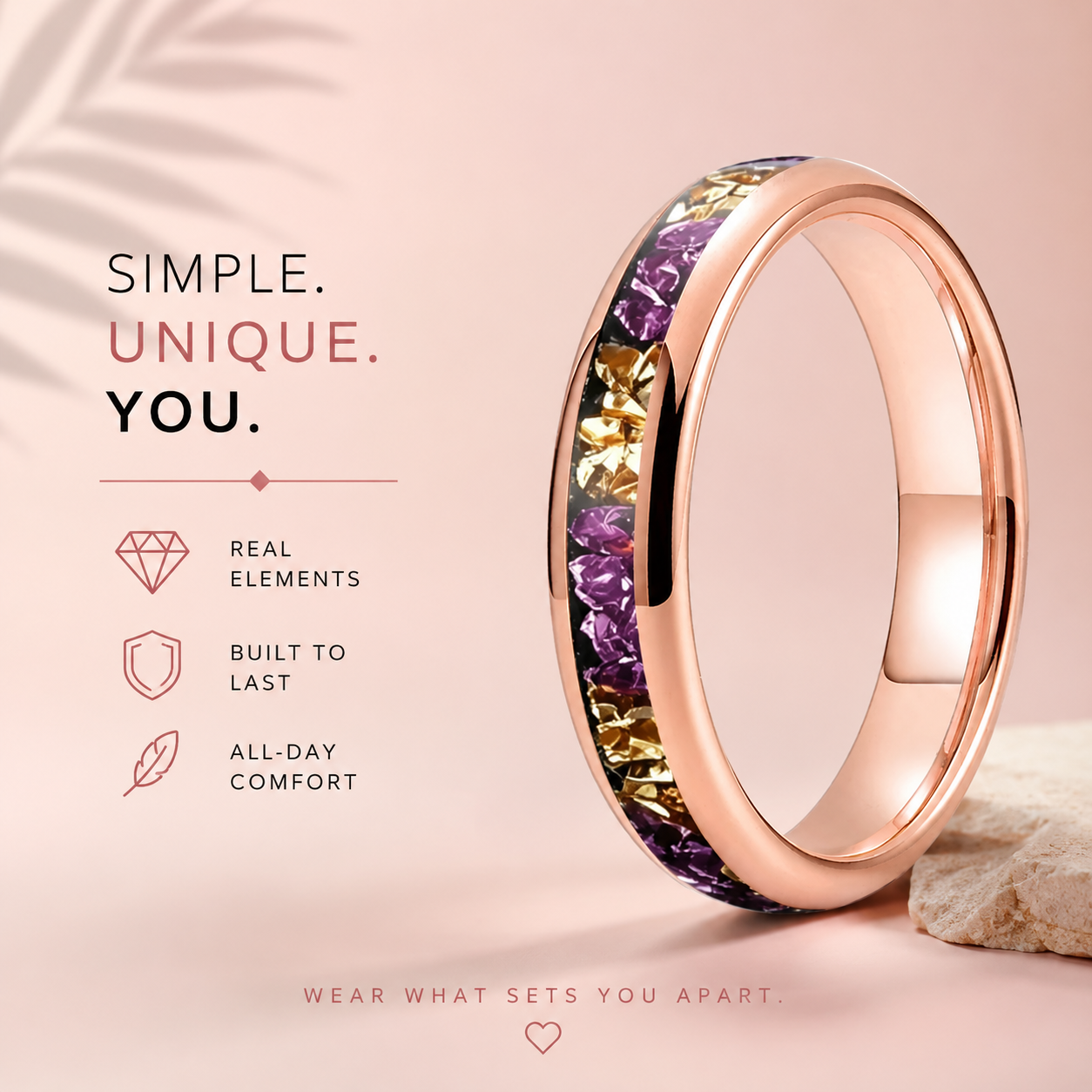 4mm Purple and Gold Tungsten ring