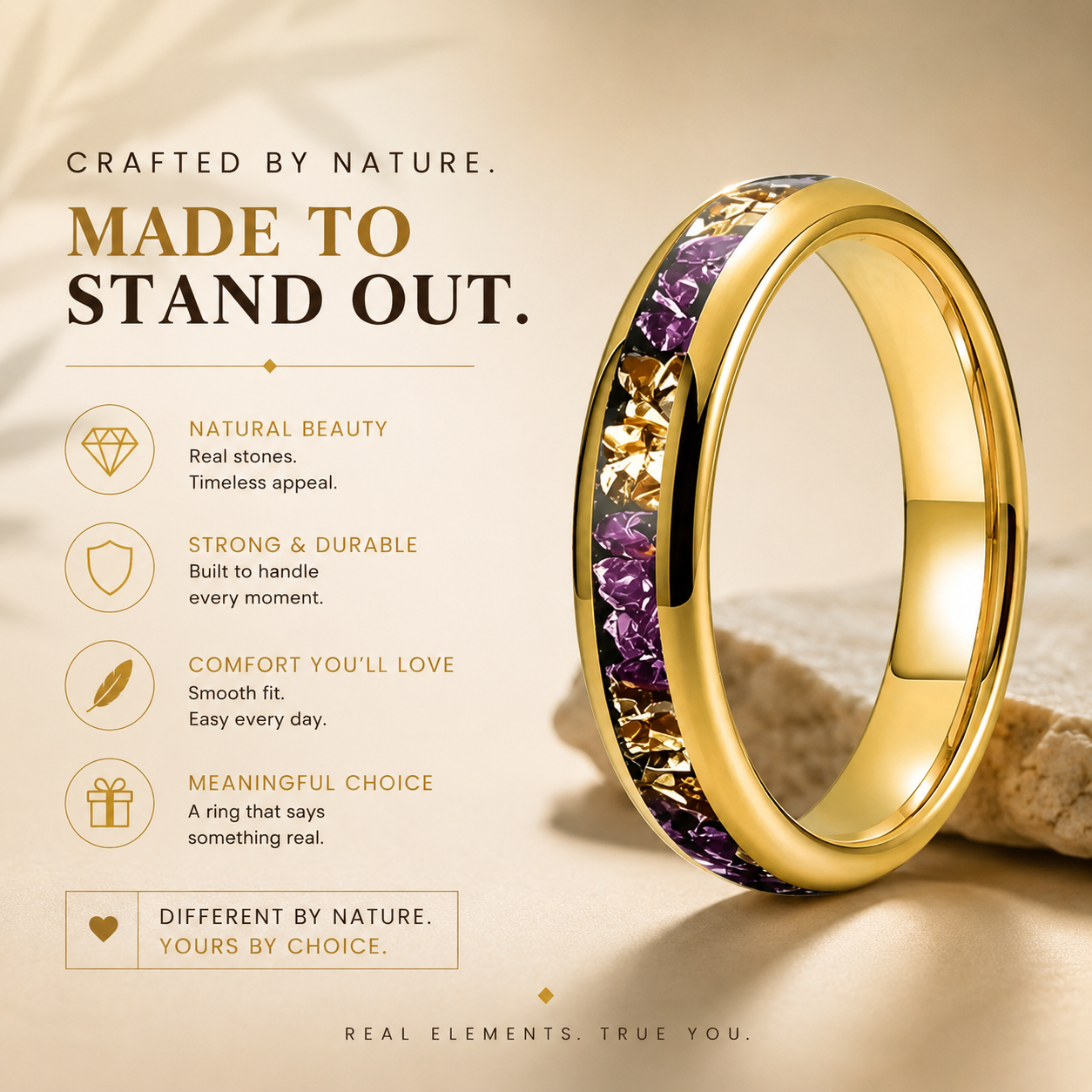 4mm Purple and Gold Tungsten ring