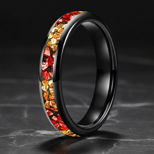 4mm Red and Gold Tungsten Ring