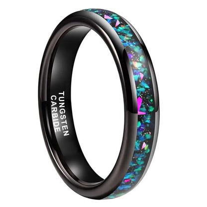 4mm Tungsten Carbide Ring With Galaxy Opal Inlay