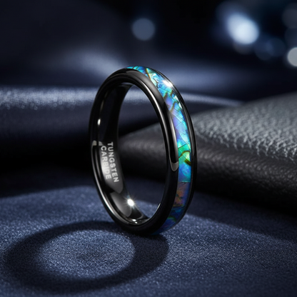 4mm Tungsten Carbide Ring With Abalone Shell Inlay