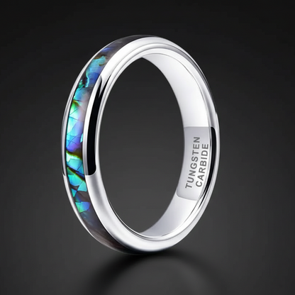 4mm Tungsten Carbide Ring With Abalone Shell Inlay