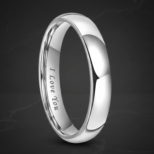 4mm Tungsten Ring I Love You Engraved