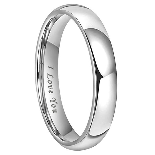 4mm Tungsten Ring I Love You Engraved
