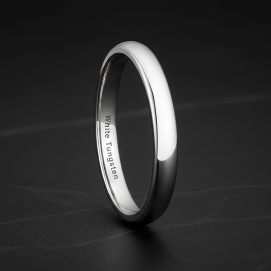 4mm White Tungsten Engagement Ring