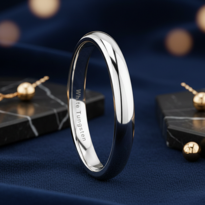4mm White Tungsten Engagement Ring