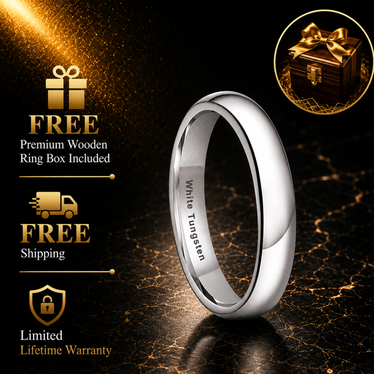 4mm White Tungsten Ring