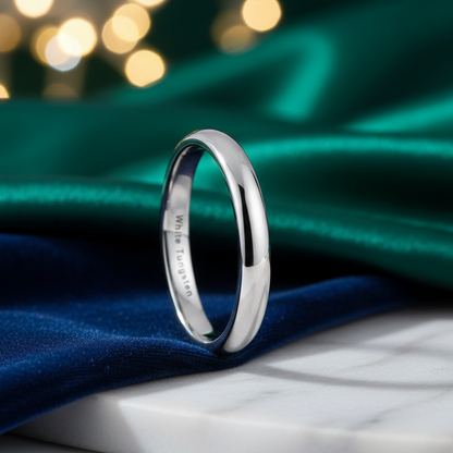 4mm White Tungsten Engagement Ring