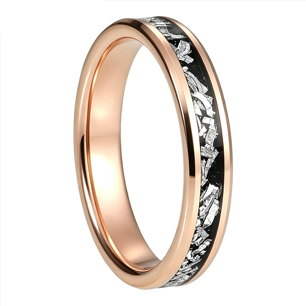 4mm Women's Tungsten Ring with Meteorite Inlay