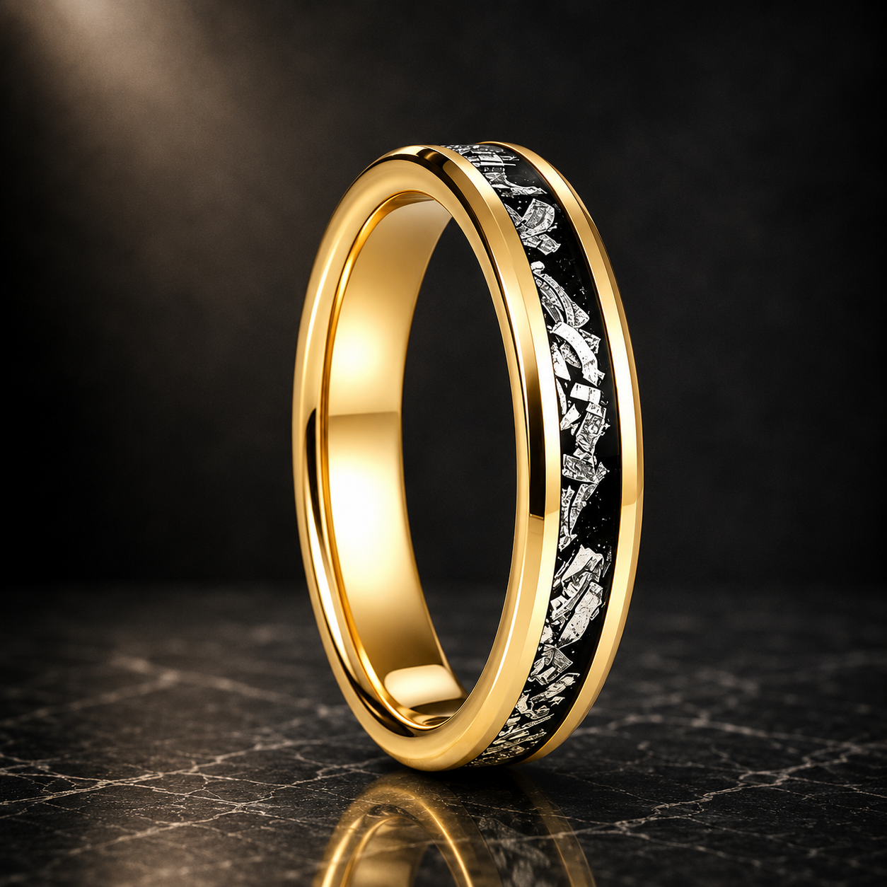 4mm Women's Tungsten Ring with Meteorite Inlay