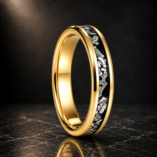 4mm Women's Tungsten Ring with Meteorite Inlay