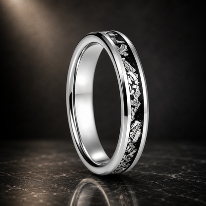 4mm Women's Tungsten Ring with Meteorite Inlay