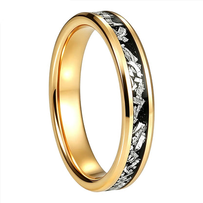 4mm Women's Tungsten Ring with Meteorite Inlay