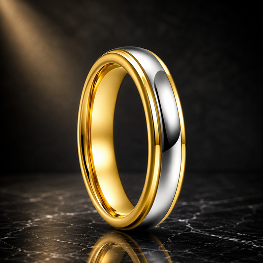 4mm two-tone polished tungsten carbide promise ring for women