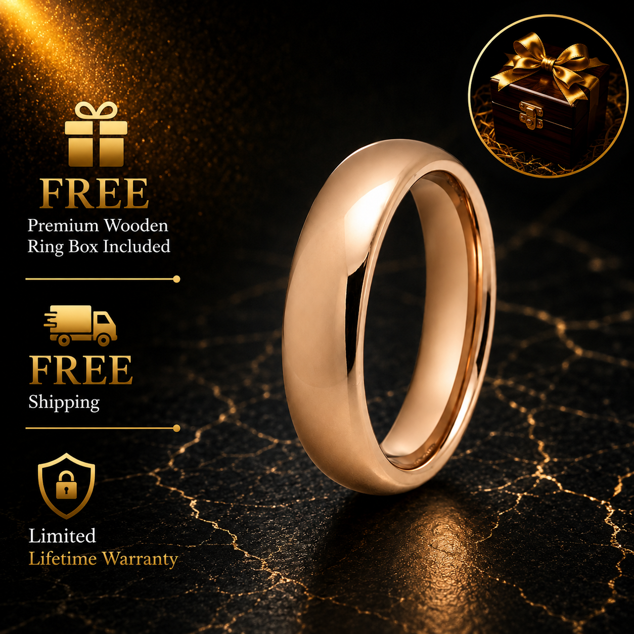 5MM Rose Gold Tungsten Ring