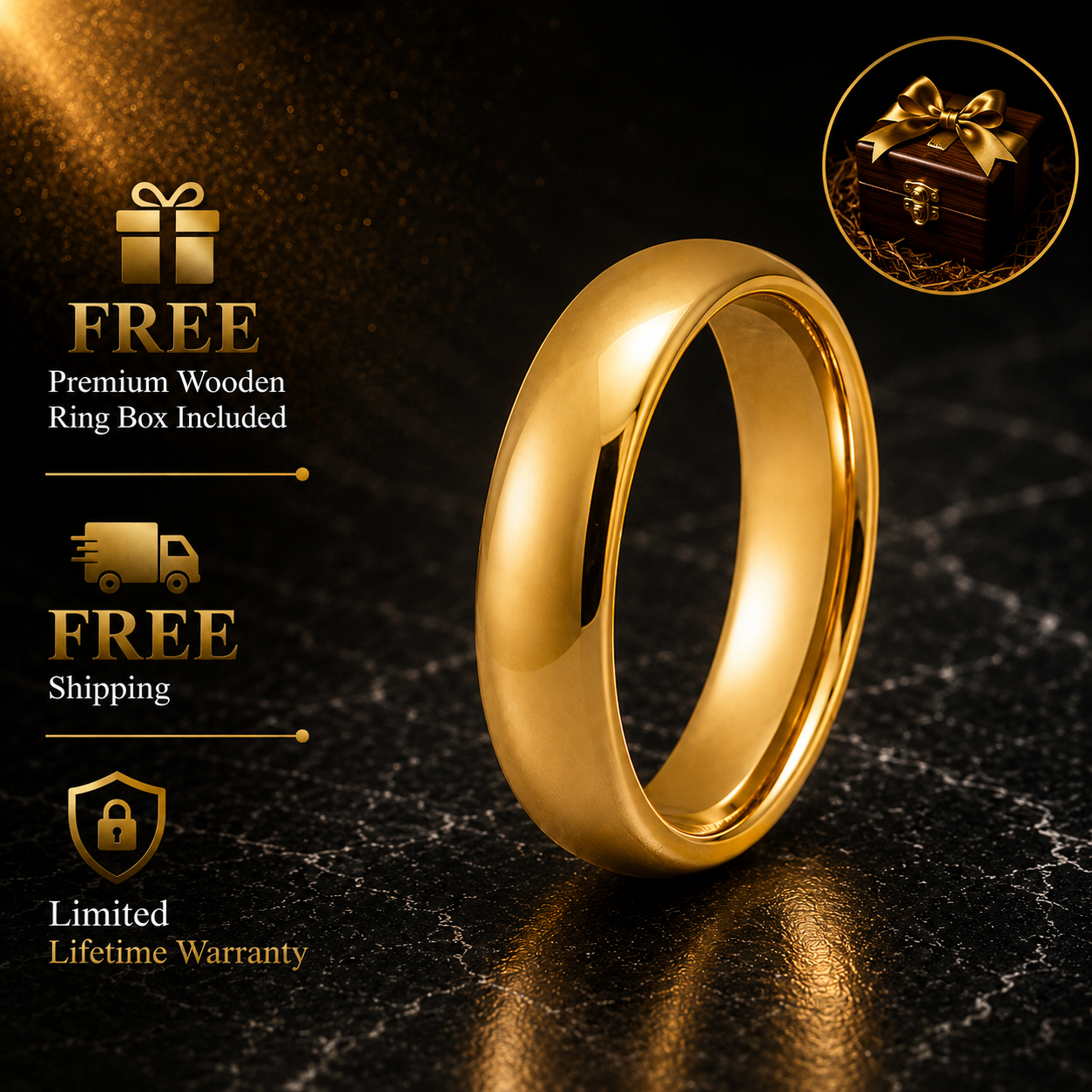 5MM Gold Plated Tungsten Ring