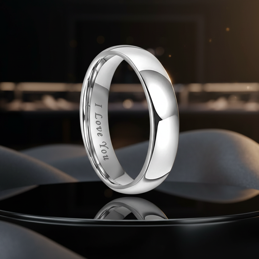 5mm Tungsten Ring I Love You Engraved