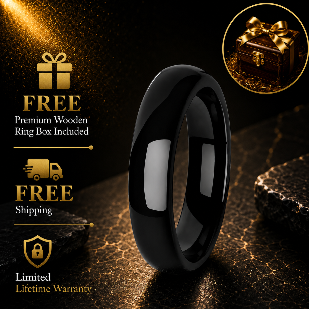5mm Black Tungsten Ring