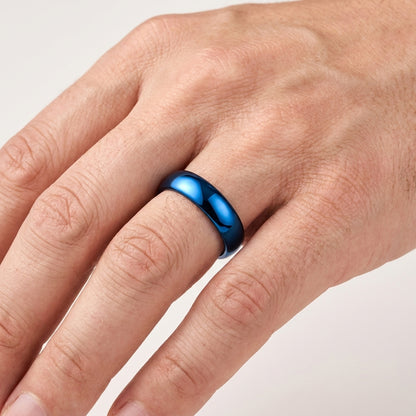 5mm Blue Tungsten Ring with Domed Polished Finish