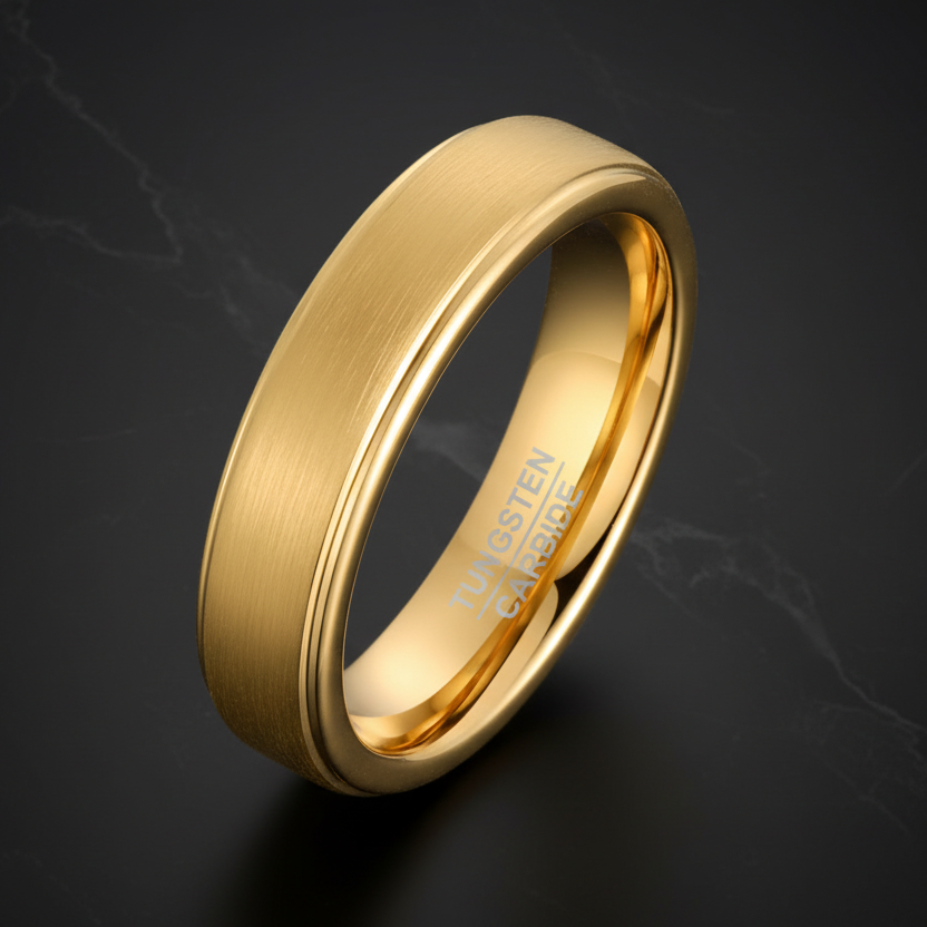 5mm Gold Tungsten Carbide Engagement Ring