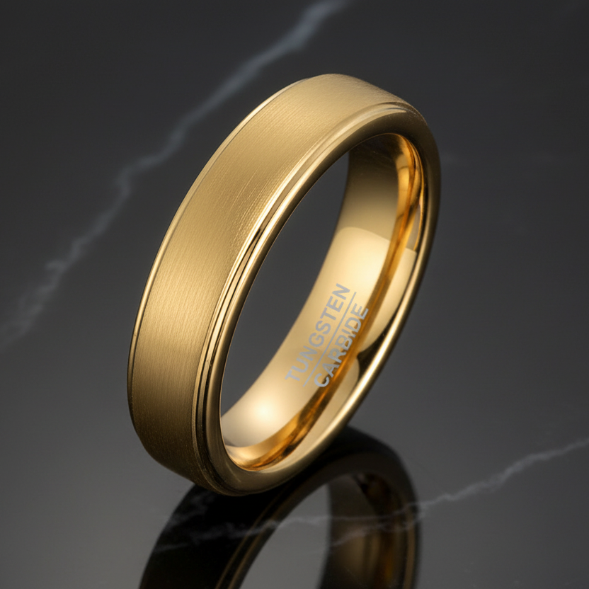 5mm Gold Tungsten Carbide Engagement Ring