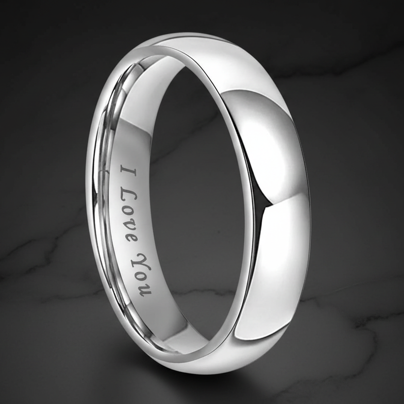 5mm Tungsten Ring I Love You Engraved