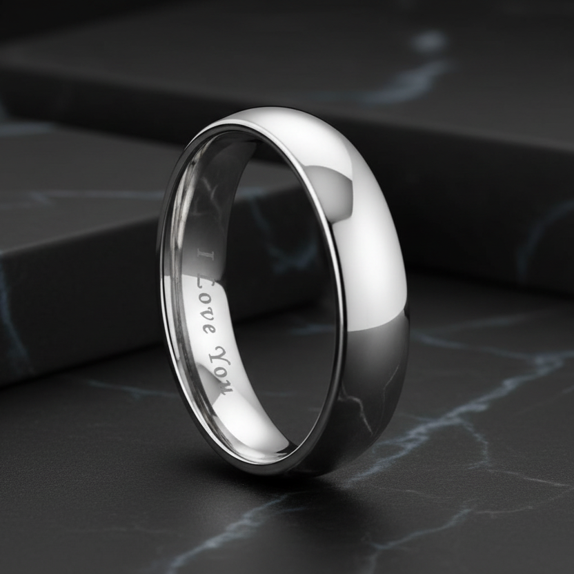 5mm Tungsten Ring I Love You Engraved