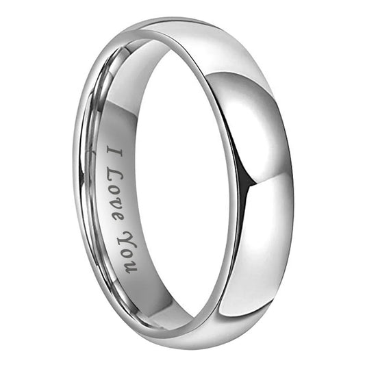 5mm Tungsten Ring I Love You Engraved