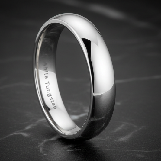 5mm White Tungsten Engagement Ring