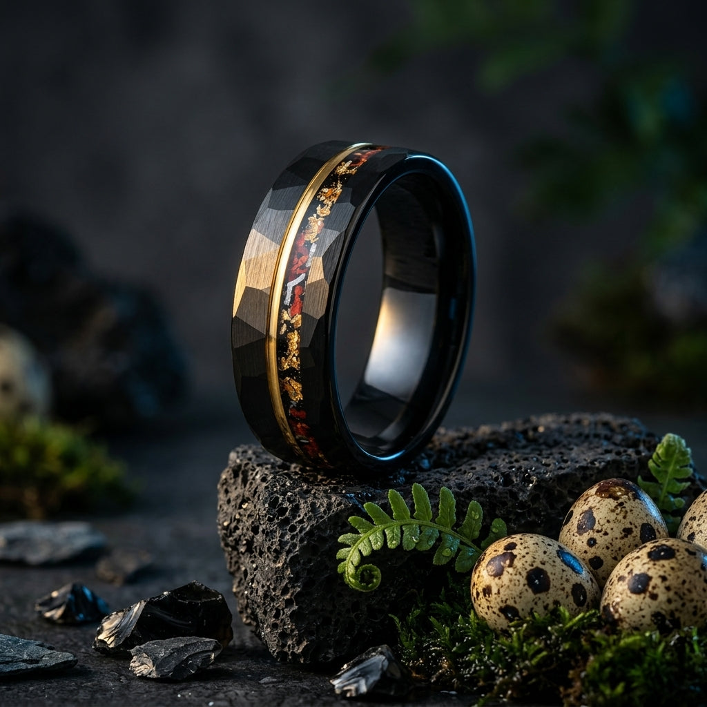gold-foil-meteorite-opal-tungsten-ring