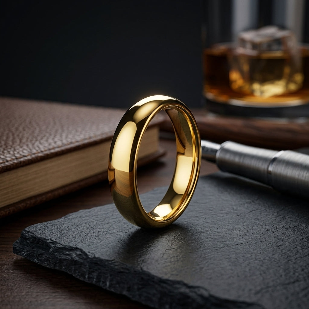 6MM Gold Tungsten Wedding Band