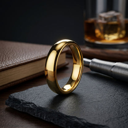 6MM Gold Tungsten Wedding Band