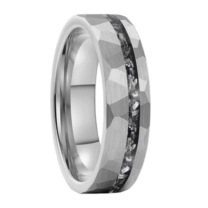 6MM Meteorite Mens Hammered Tungsten Wedding Ring
