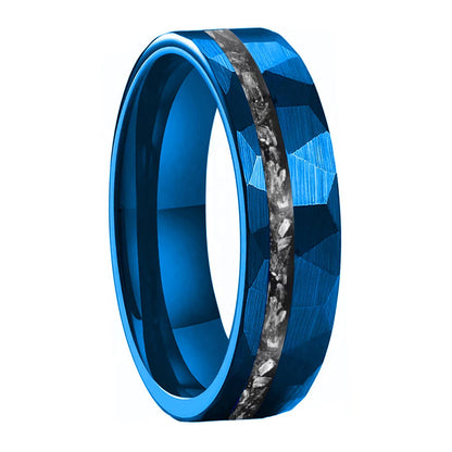 6MM Meteorite Mens Hammered Tungsten Wedding Ring