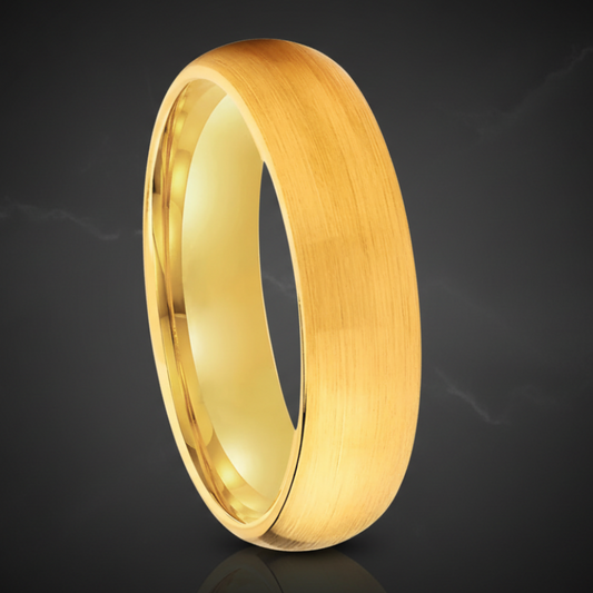 Brushed Gold Tungsten Ring