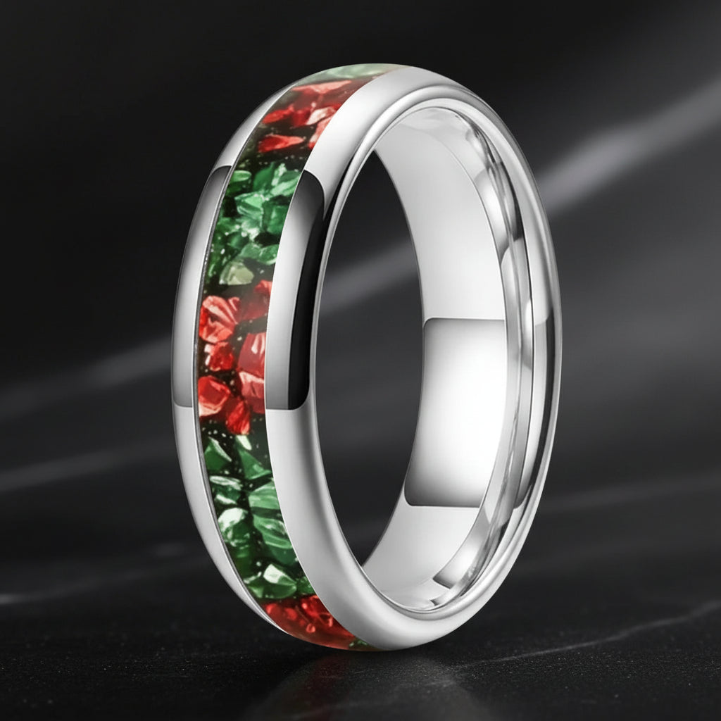 6mm Green and Red Tungsten Ring
