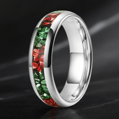 6mm Green and Red Tungsten Ring