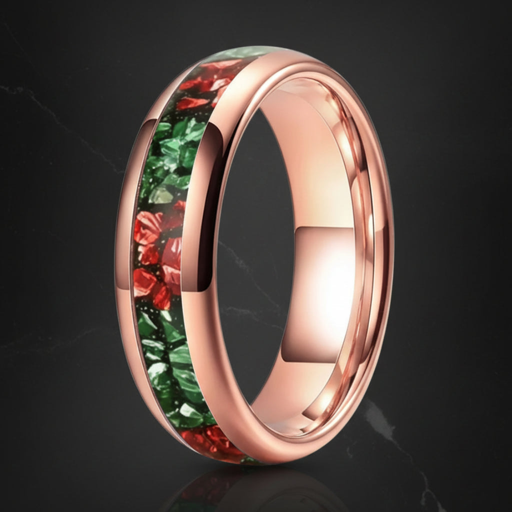 6mm Green and Red Tungsten Ring